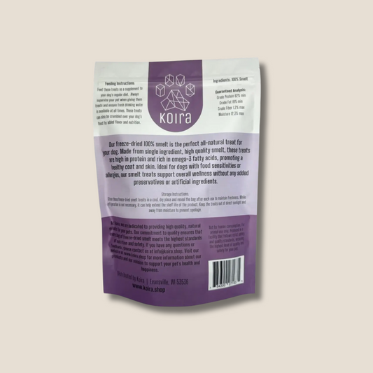 Freeze-Dried Smelt – Lean High-Protein Training Treats for All Dogs (Single-Ingredient, Grain-Free, Low-Fat)