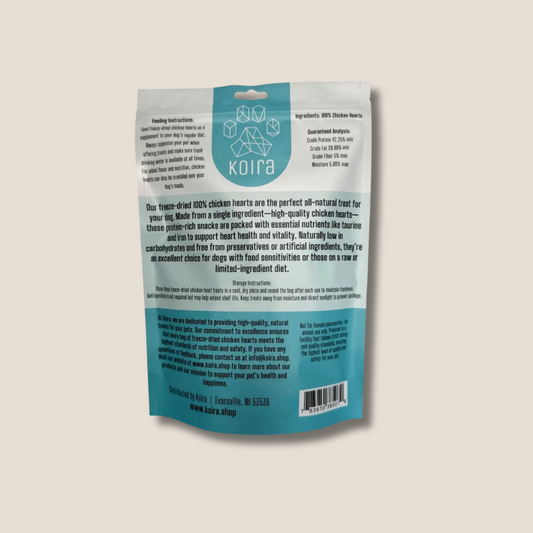 Freeze-Dried Chicken Hearts – Lean High-Protein Training Treats for All Dogs (Single-Ingredient, Grain-Free, Low-Fat)