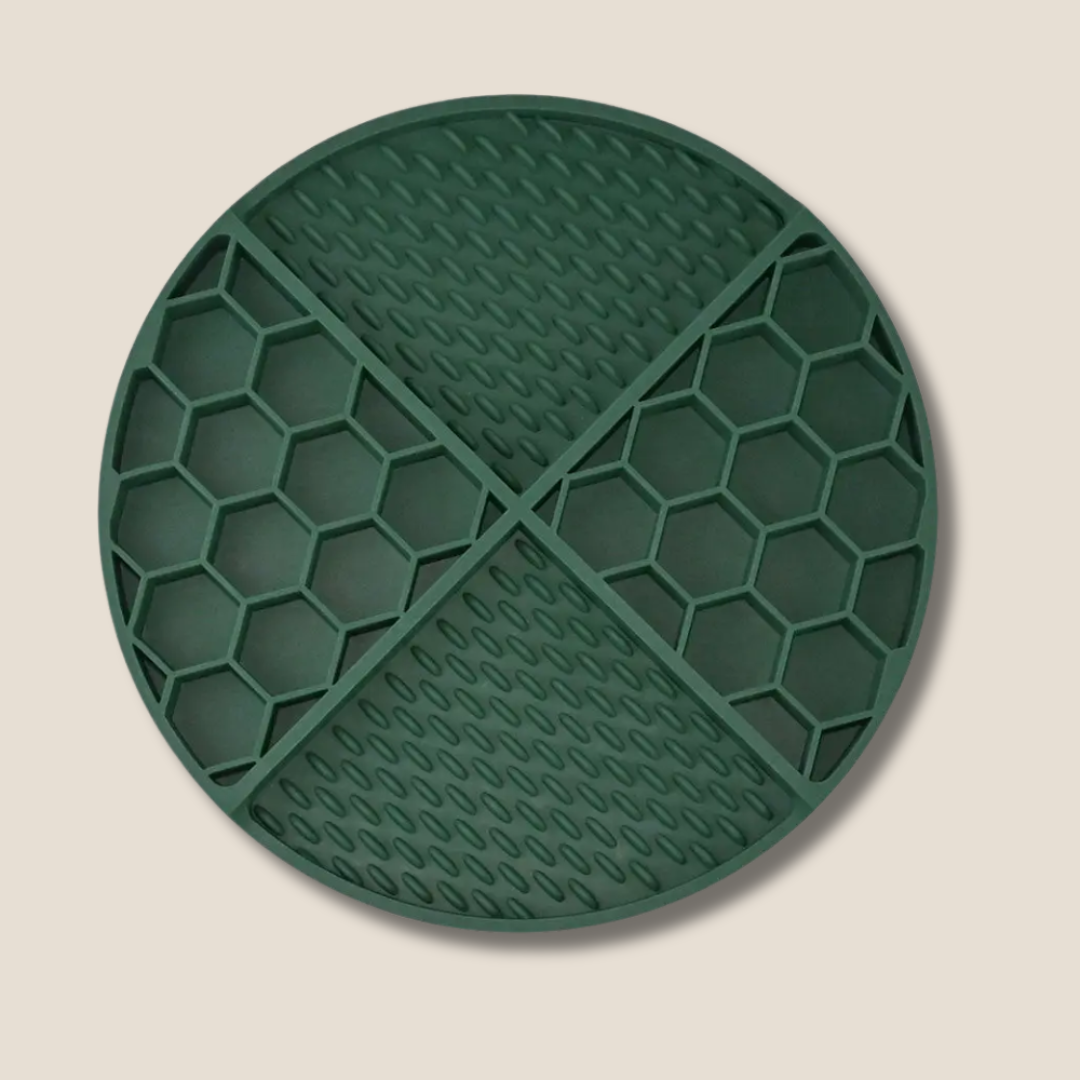 Silicone Textured Dog Lick Mat for Anxiety Relief & Slow Feeding – Enrichment Treat Dispensing Mat (Non-Slip, Dishwasher-Safe, Dark Green)